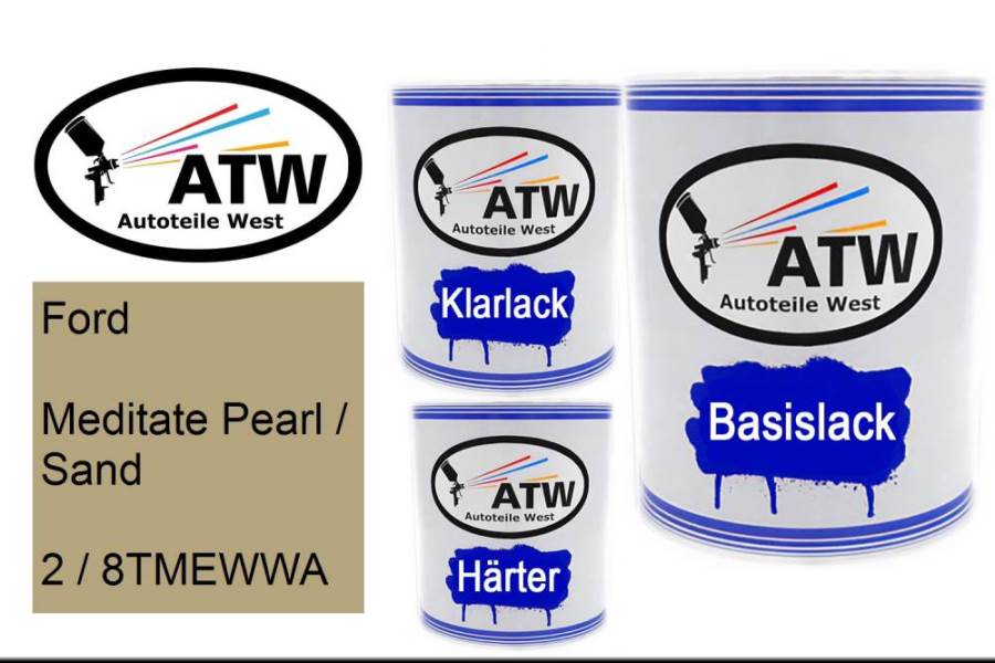 Ford, Meditate Pearl / Sand, 2 / 8TMEWWA: 1L Lackdose + 1L Klarlack + 500ml Härter - Set, von ATW Autoteile West.